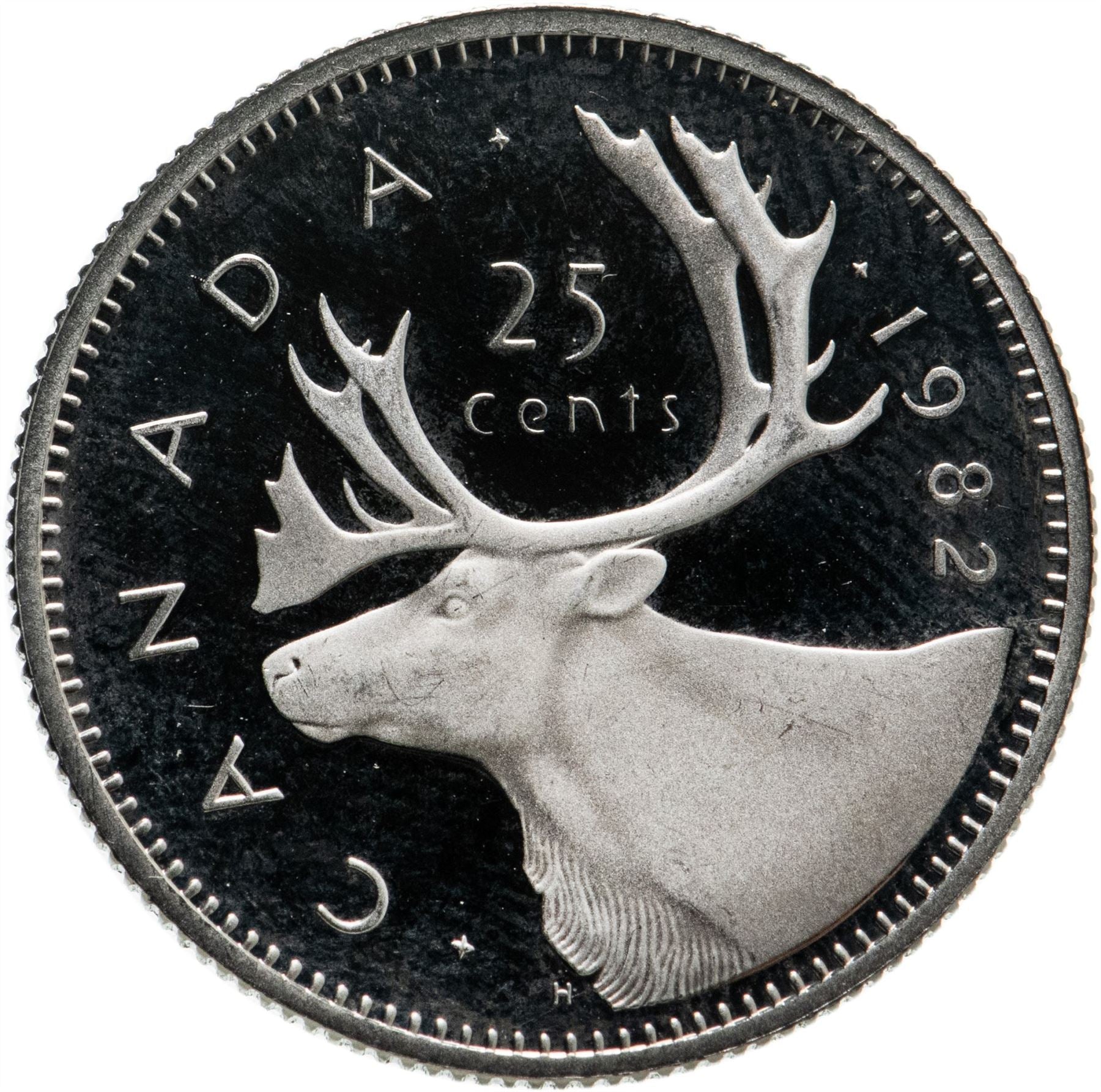 Canada Coin Canadian 25 Cents | Queen Elizabeth II | Reindeer | KM74 | 1979 - 1989