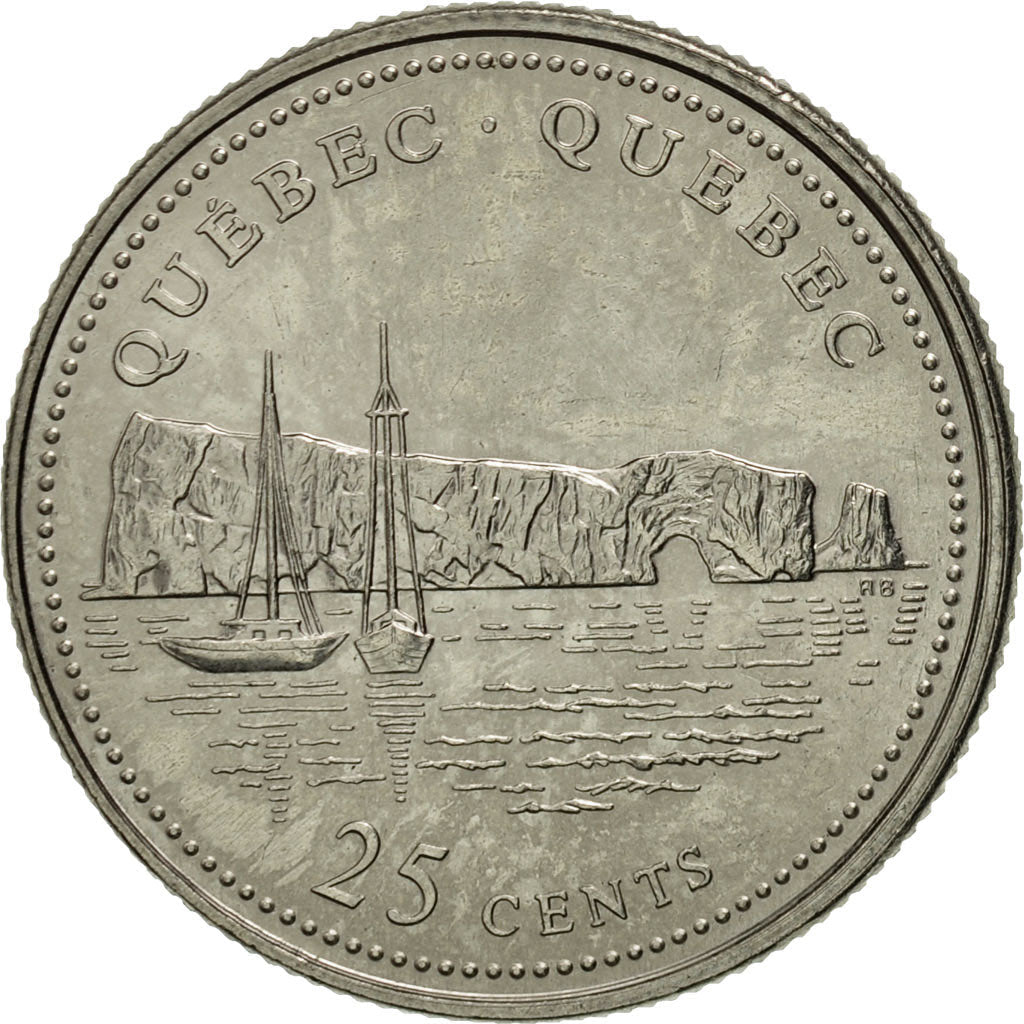 Canada Coin Canadian 25 Cents | Queen Elizabeth II | Sailboats | Perce Rock | KM234 | 1992