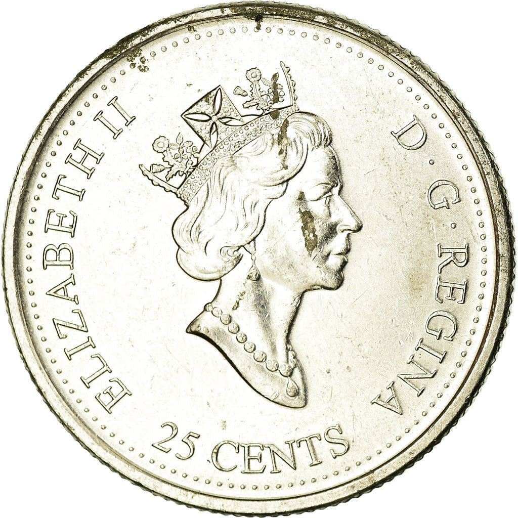 Canada Coin Canadian 25 Cents | Queen Elizabeth II | Space | Rocket | Stars | KM381 | 2000