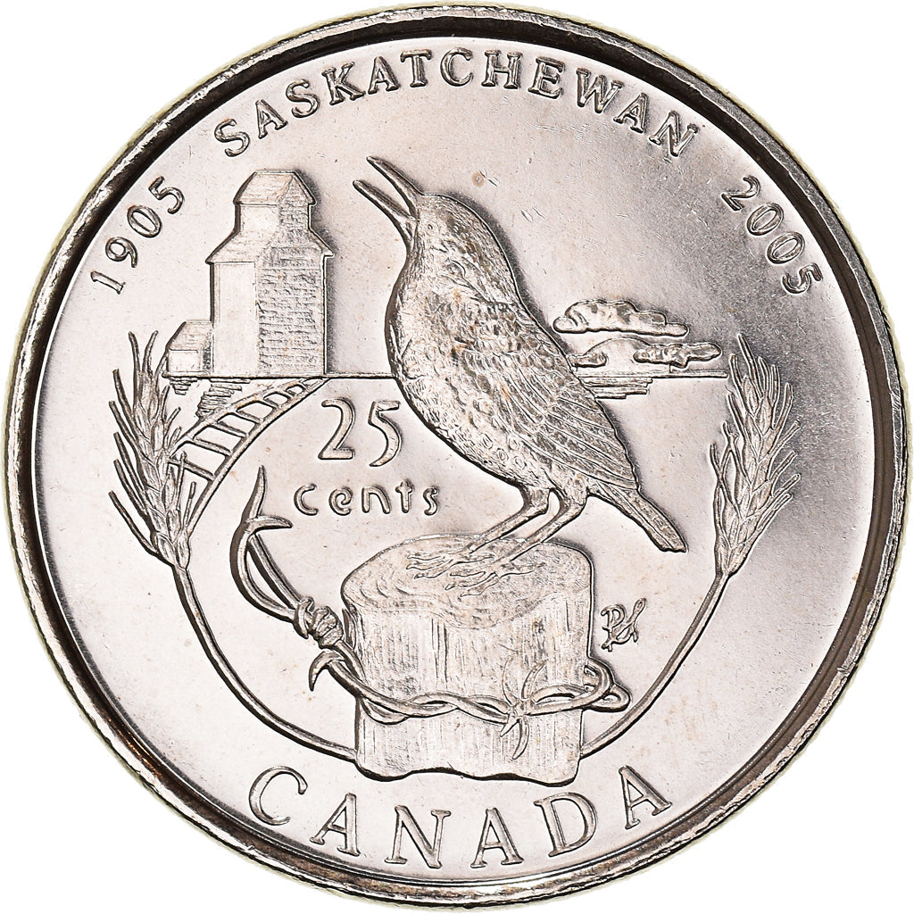 Canada Coin Canadian 25 Cents | Queen Elizabeth II | Western Meadowlark | KM532 | 2005