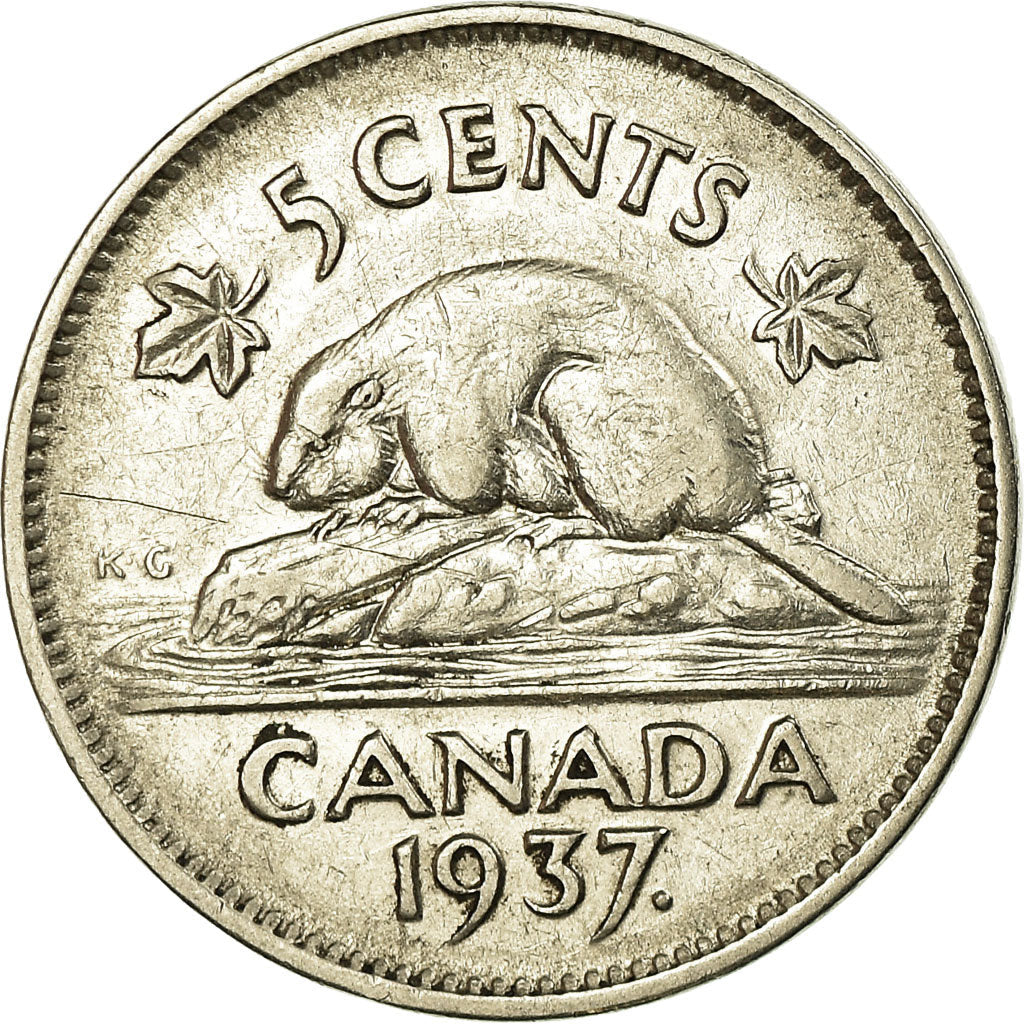 Canada Coin Canadian 5 Cents | King George VI | Beaver | Maple Leave | KM33 | 1937 - 1942