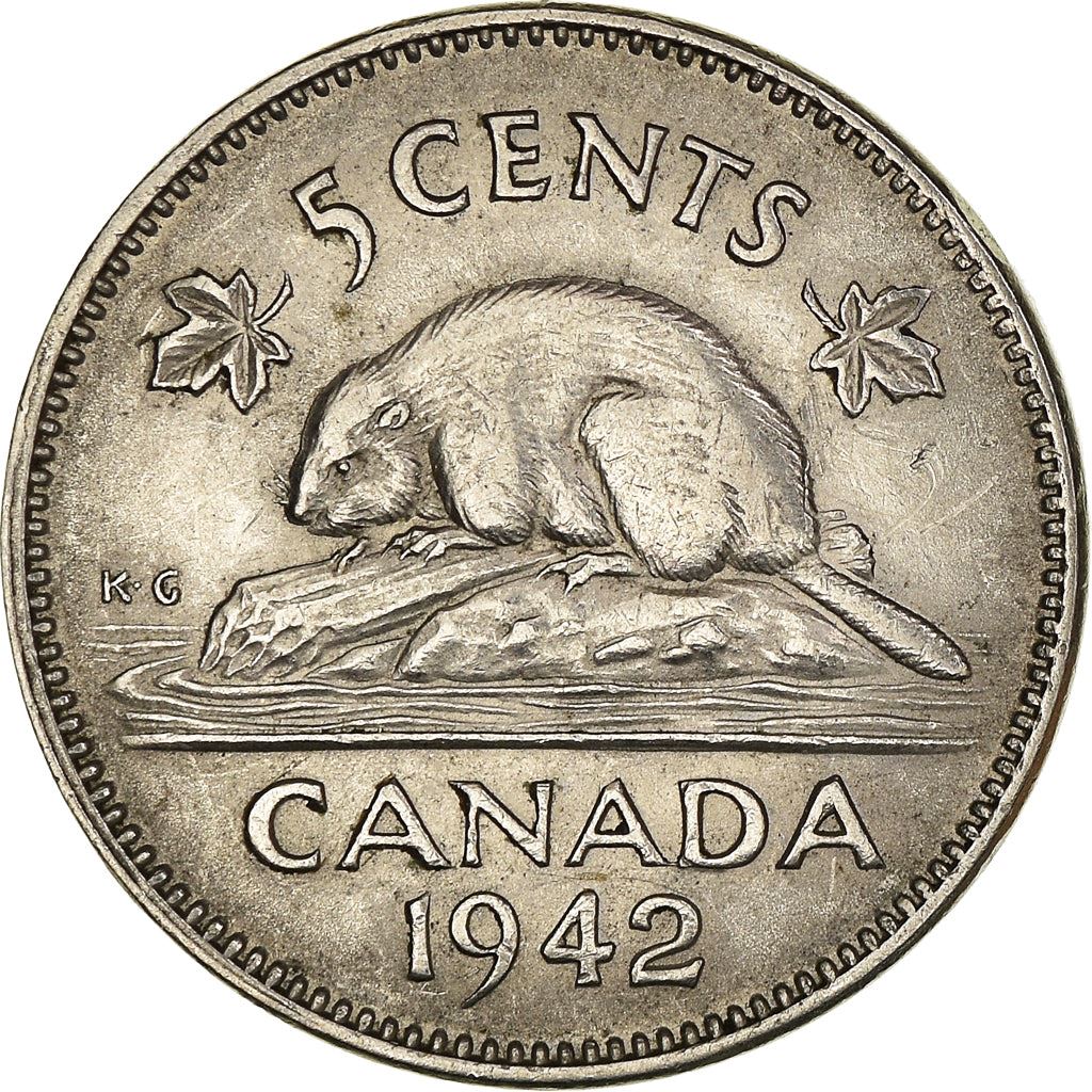 Canada Coin Canadian 5 Cents | King George VI | Beaver | Maple Leave | KM33 | 1937 - 1942