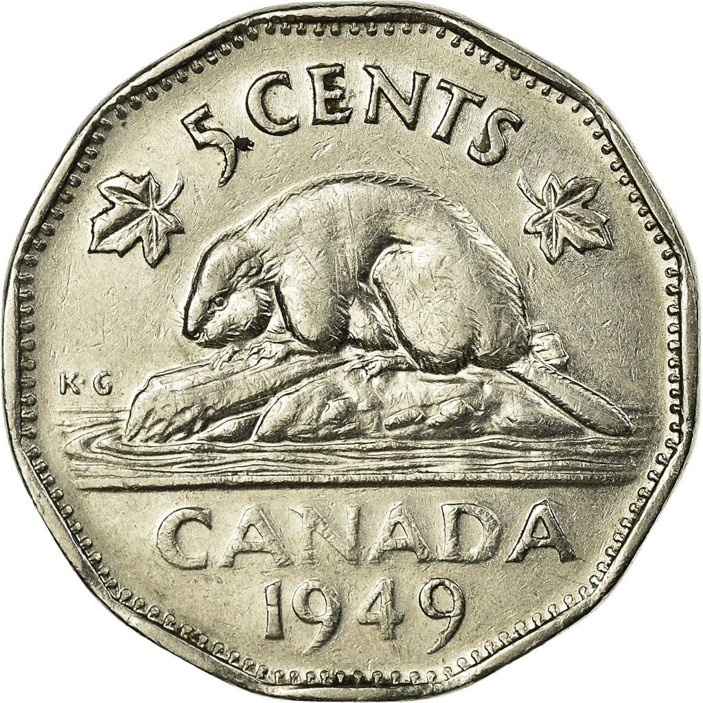 Canada Coin Canadian 5 Cents | King George VI | Beaver | Maple Leave | KM42 | 1948 - 1950