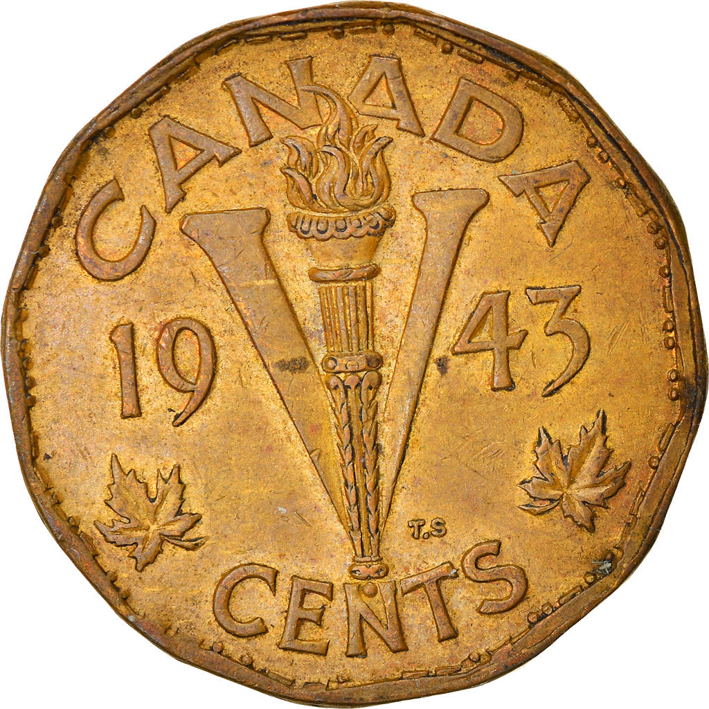 Canada Coin Canadian 5 Cents | King George VI | Torch | KM40 | 1943 - 1944