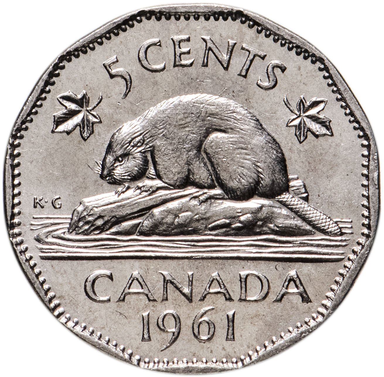 Canada Coin Canadian 5 Cents | Queen Elizabeth II | Beaver | Maple Leave | KM50a | 1955 - 1962