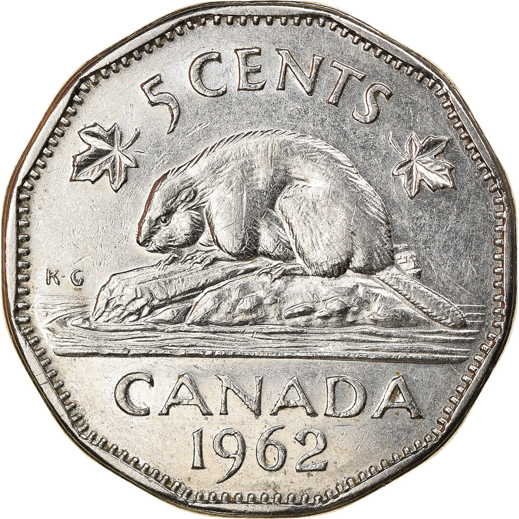 Canada Coin Canadian 5 Cents | Queen Elizabeth II | Beaver | Maple Leave | KM50a | 1955 - 1962