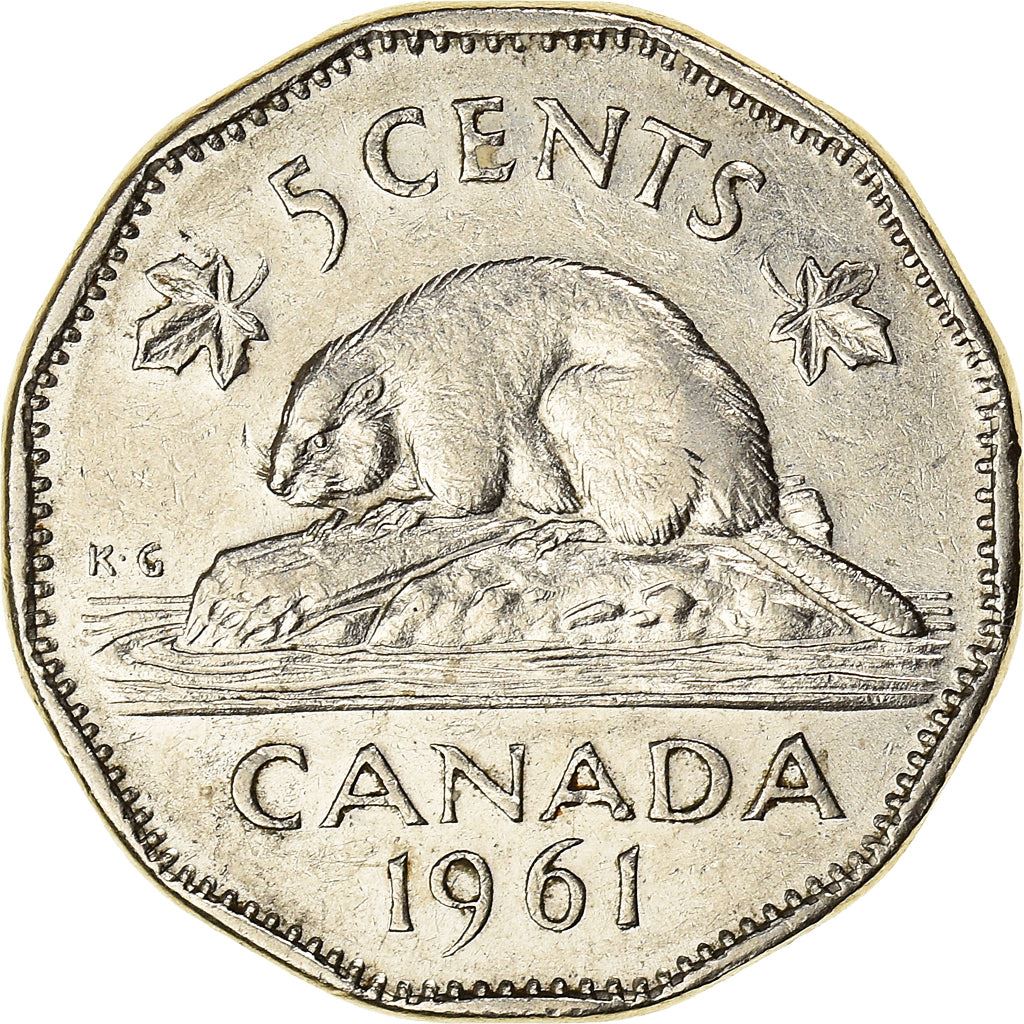 Canada Coin Canadian 5 Cents | Queen Elizabeth II | Beaver | Maple Leave | KM50a | 1955 - 1962