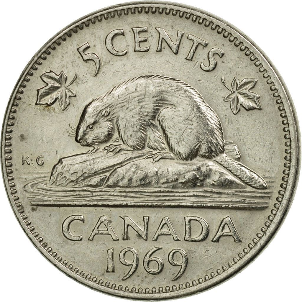 Canada Coin Canadian 5 Cents | Queen Elizabeth II | Beaver | Maple Leave | KM60.1 | 1965 - 1981