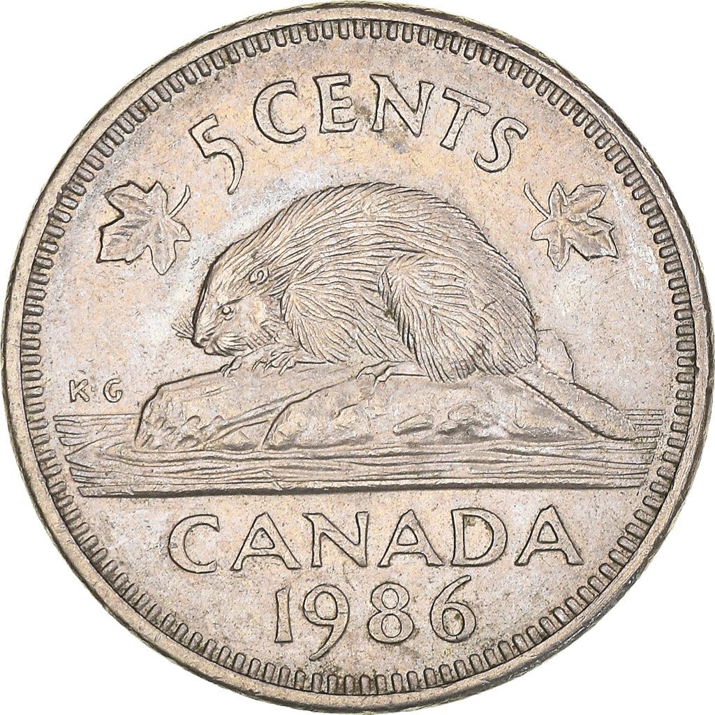 Canada Coin Canadian 5 Cents | Queen Elizabeth II | Beaver | Maple Leave | KM60.2a | 1982 - 1989