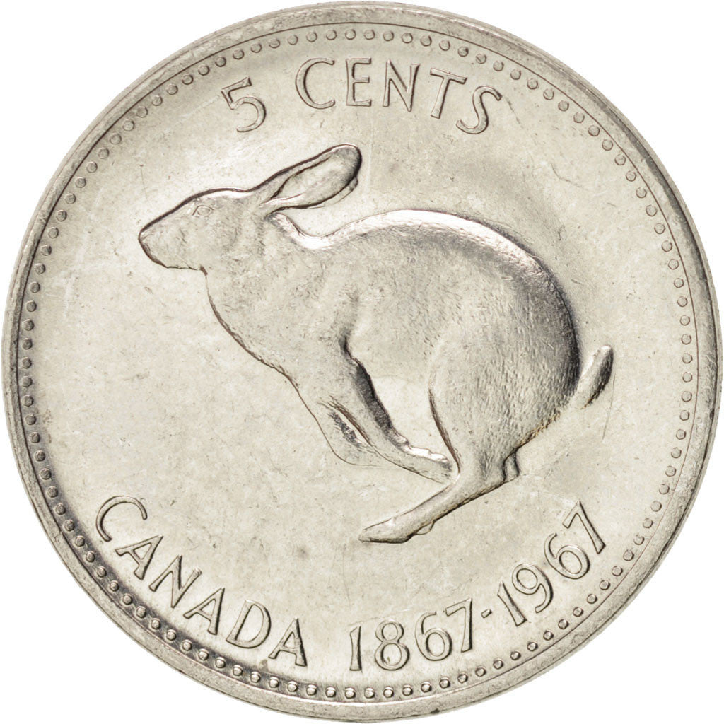 Canada Coin Canadian 5 Cents | Queen Elizabeth II | Rabbit | KM66 | 1967