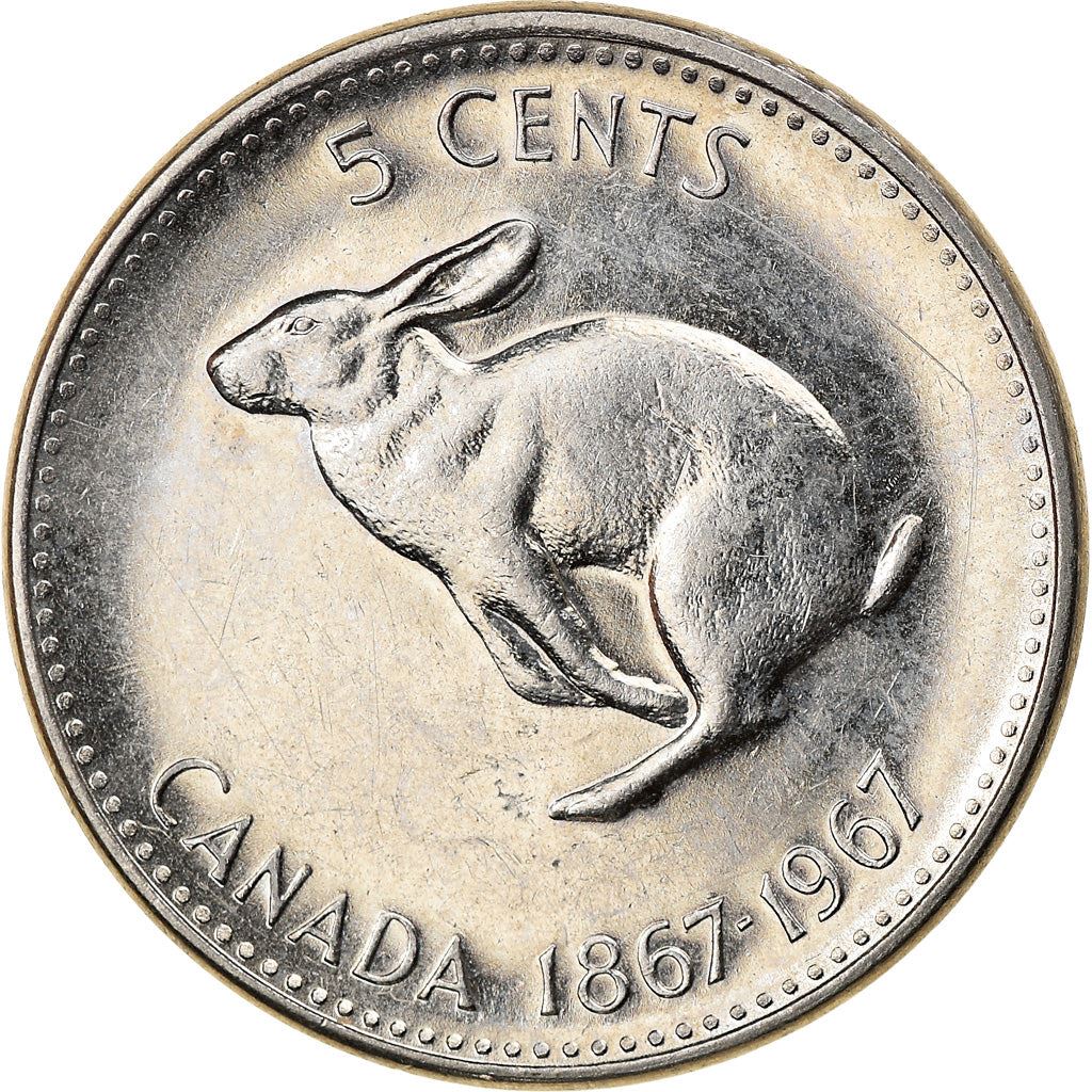 Canada Coin Canadian 5 Cents | Queen Elizabeth II | Rabbit | KM66 | 1967