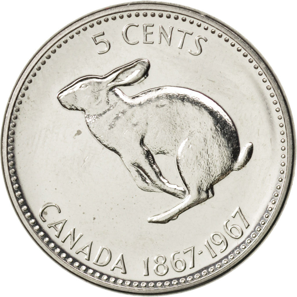 Canada Coin Canadian 5 Cents | Queen Elizabeth II | Rabbit | KM66 | 1967