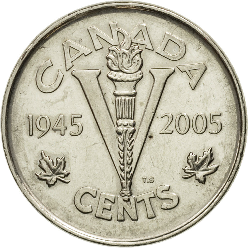 Canada Coin Canadian 5 Cents | Queen Elizabeth II | Victory Anniversary | Torch | KM627 | 2005