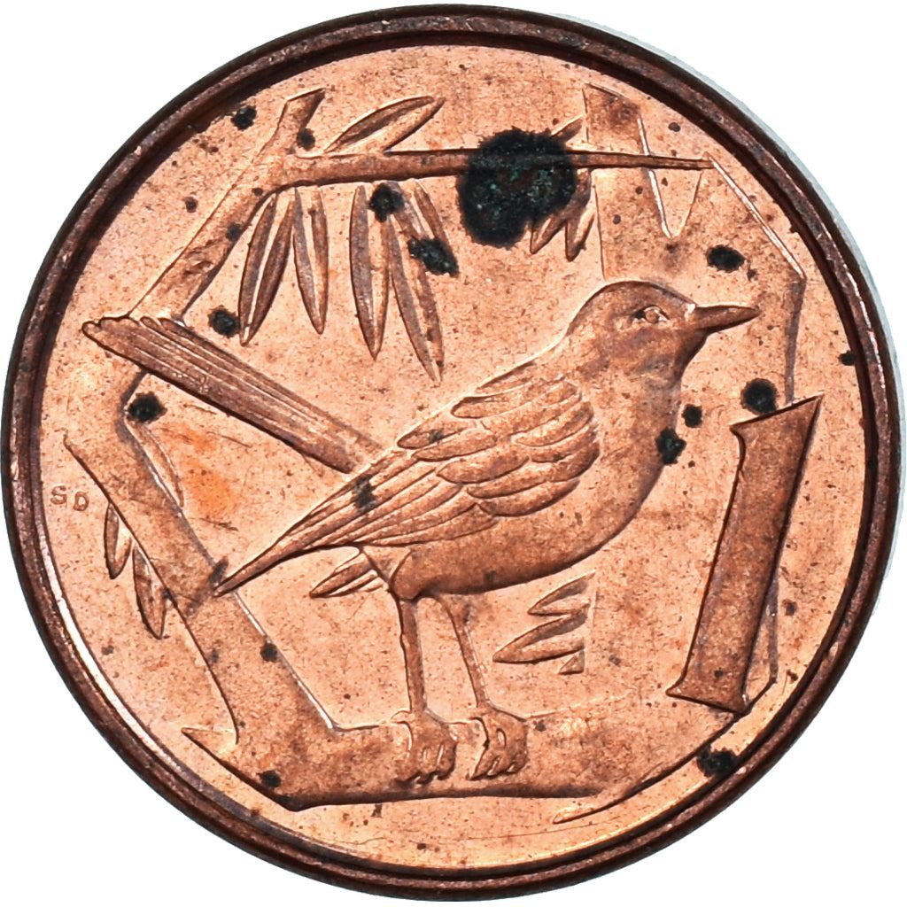 Cayman Islands | 1 Cent Coin | Grand Cayman Thrush | Elizabeth II | Km:87A | 1992 - 1996