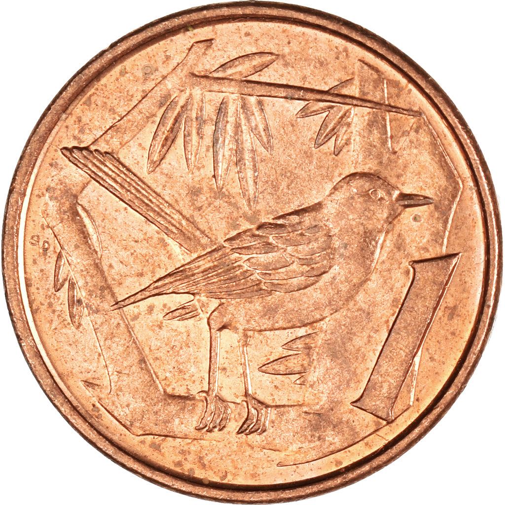 Cayman Islands | 1 Cent Coin | Grand Cayman Thrush | Elizabeth II | Km:87A | 1992 - 1996