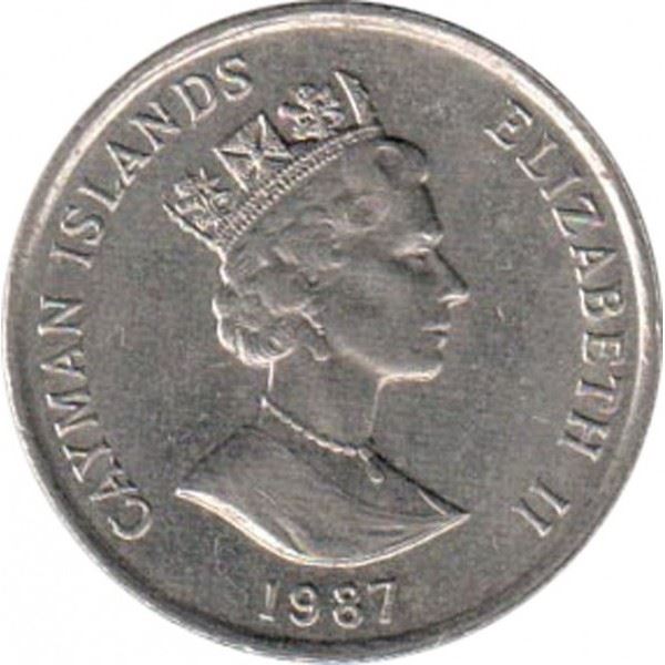 Cayman Islands | 25 Cents Coin | Schooner "Kirk B" | Elizabeth II | Km:90 | 1987 - 1990