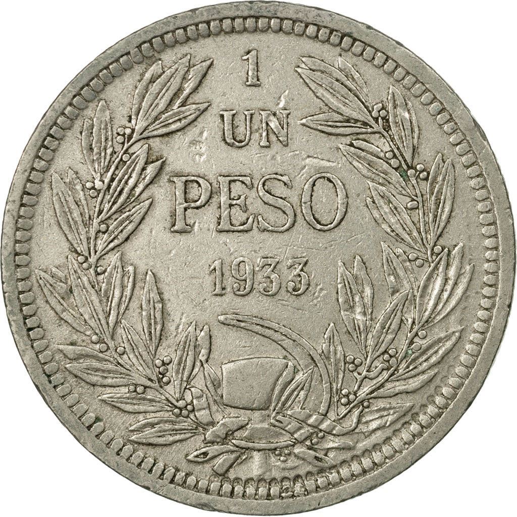 Chile | 1 Peso Coin | Andean Condor on Rock | KM176 | 1933 - 1940