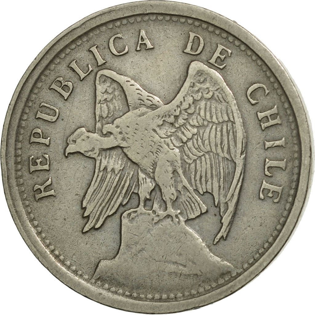 Chile | 20 Centavos Coin | Andean Condor on rock | KM167 | 1919 - 1941