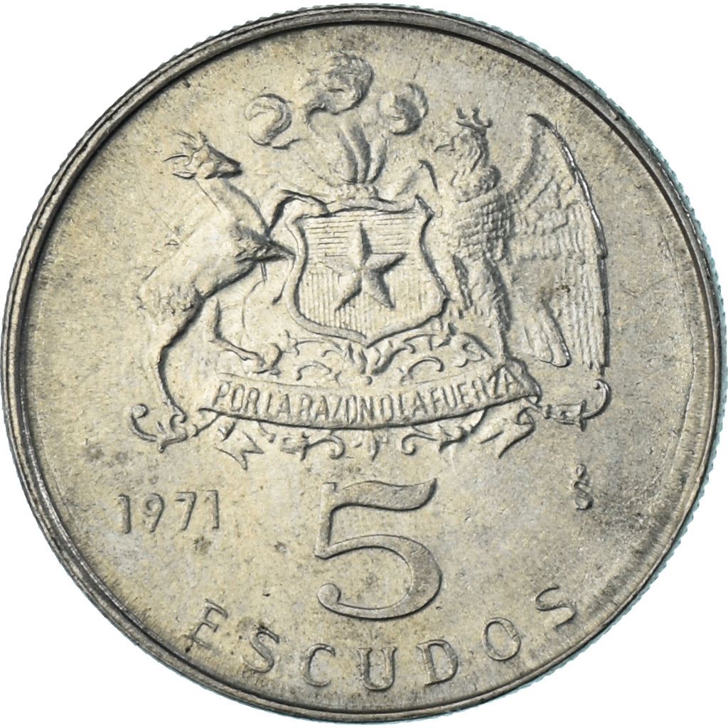 Chile | 5 Escudos Coin | Lautaro | Swift Hawk | KM199 | 1971 - 1972