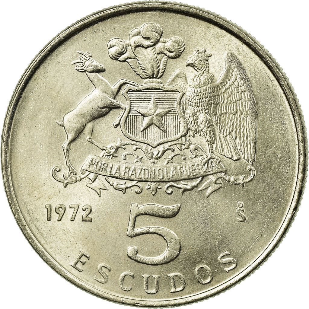 Chile | 5 Escudos Coin | Lautaro | Swift Hawk | KM199 | 1971 - 1972