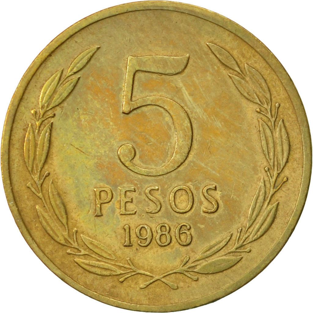 Chile | 5 Pesos Coin | Angel of Liberty | KM217 | 1981 - 1990