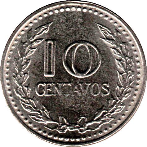 Colombia 10 Centavos Coin | Francisco de Paula Santander | 1972 - 1980