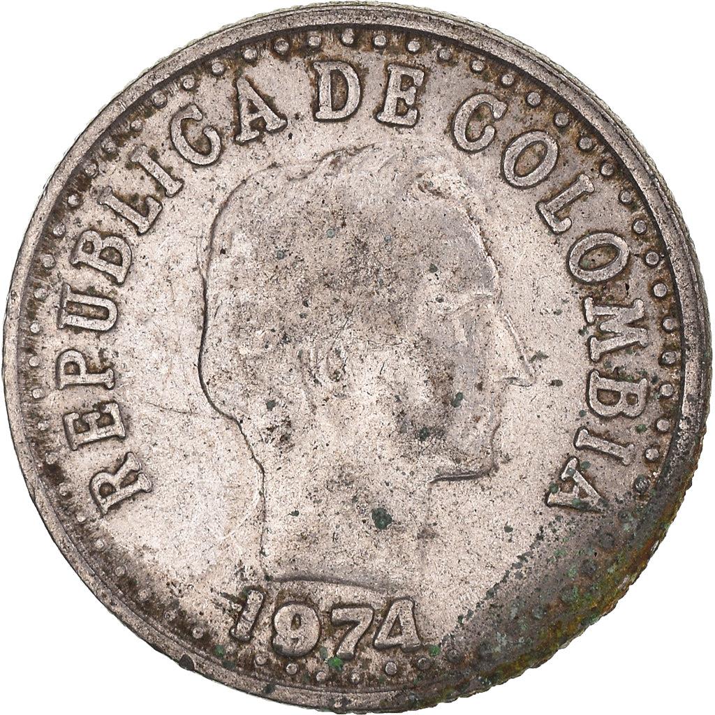 Colombia | 20 Centavos Coin | Francisco de Paula Santander | Wreath | 1971 - 1979