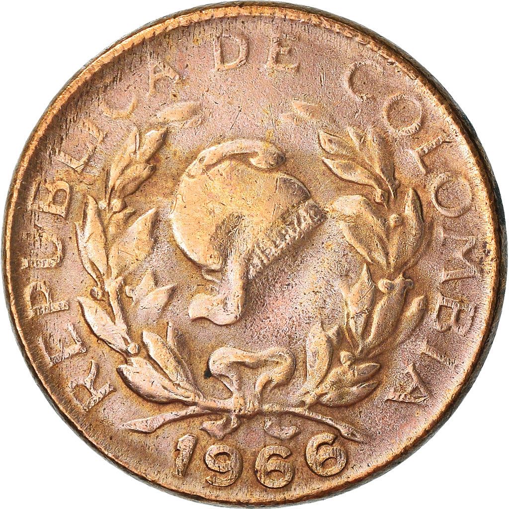 Colombia 5 Centavos Coin | Phrygian Cap | Coffee bean sprigs | 1942 - 1966