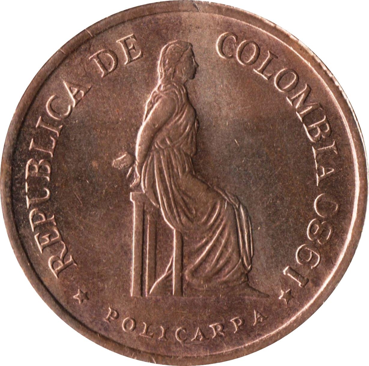 Colombia 5 Pesos Coin | Seated Policarpa Salavarrieta | 1980 - 1989