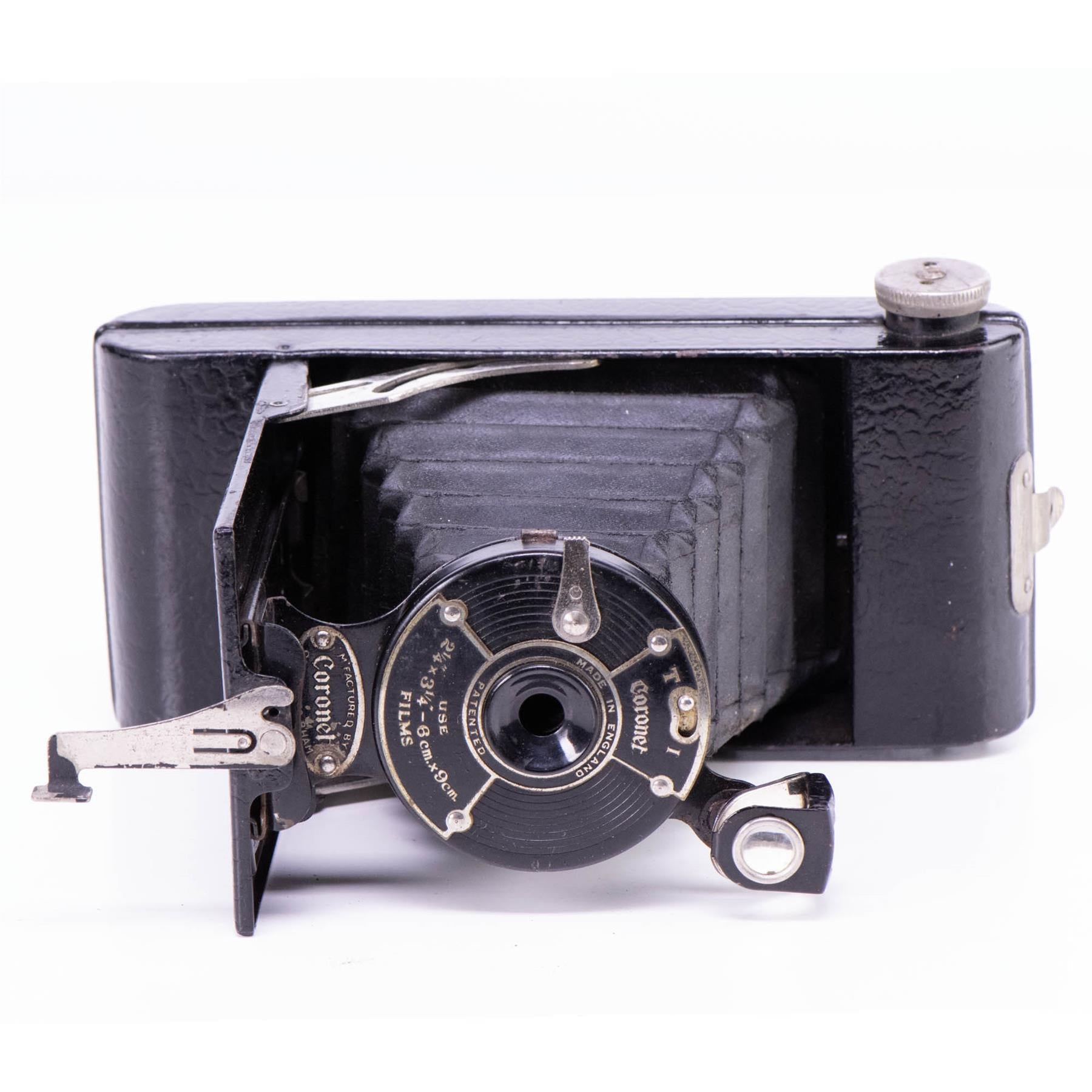 Coronet Folding Camera | 105mm f11 Meniscus lens | England | Black | 1926