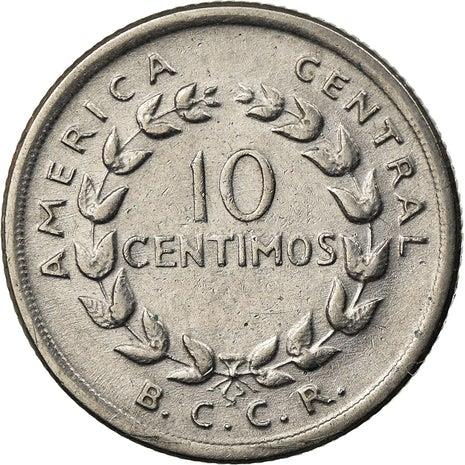 Costa Rica Coin | 10 Céntimos | Stars | Volcno | Ship | Sun | KM185.1a | 1953 - 1967