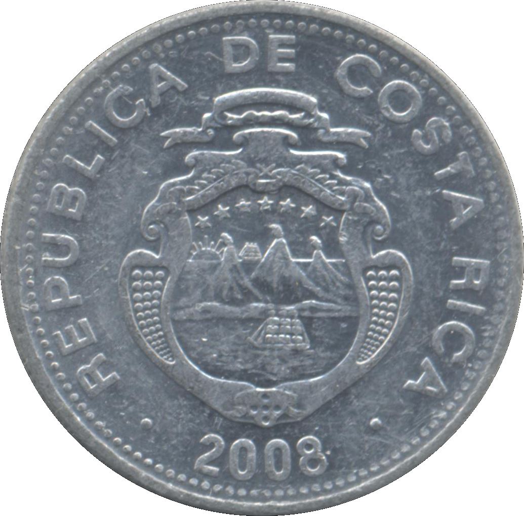 Costa Rica Coin | 5 Colones | Stars | Volcno | Ship | Sun | KM227b | 2005 - 2016