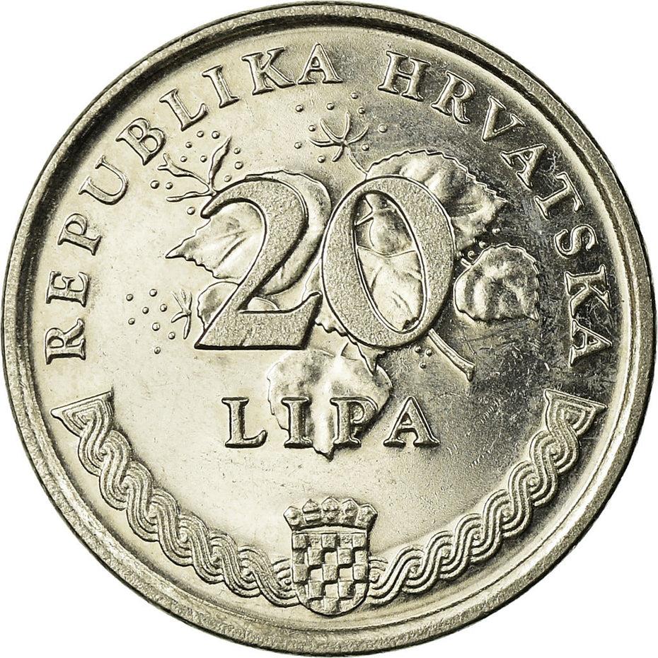 Croatia Coin Croatian 20 Lipa | Olive Branch | KM17 | 1994 - 2020