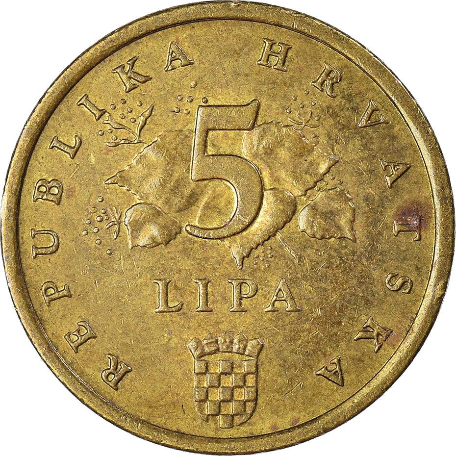 Croatia Coin Croatian 5 Lipa | Linden Branch | Red Oak | KM15 | 1994 - 2020