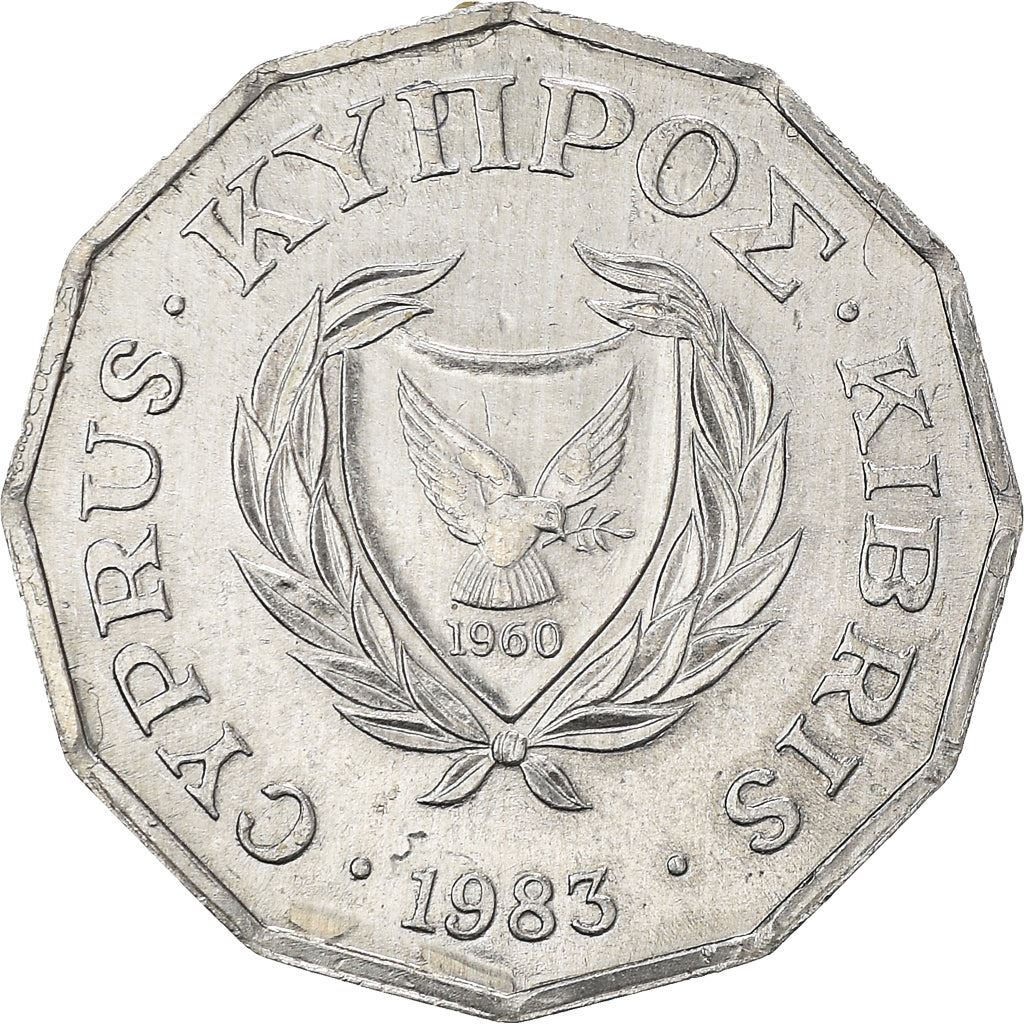 Cyprus 1/2 Cent Coin | Cyclamen Flower | KM52 | 1983