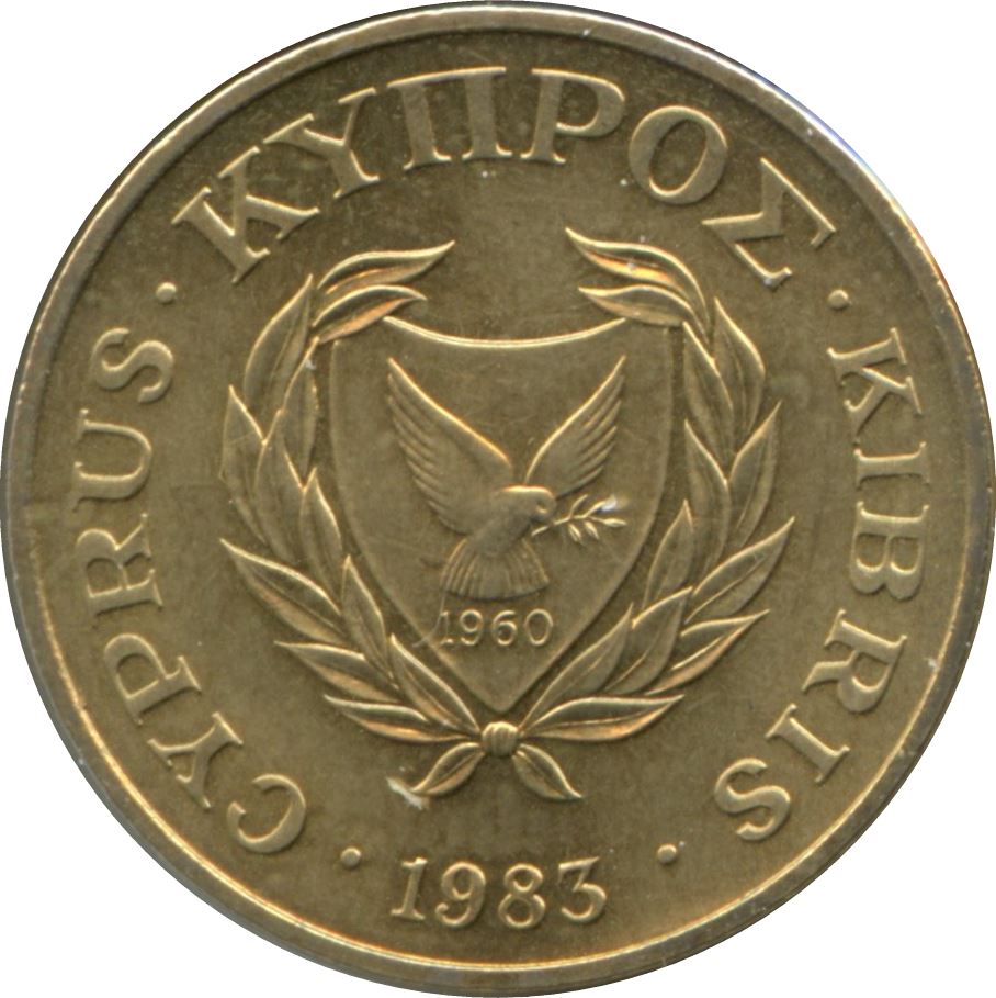 Cyprus 2 Cents Coin | Goat | KM54.1 | 1983