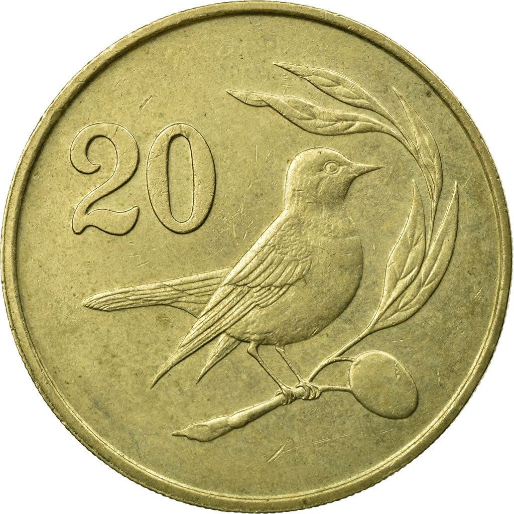 Cyprus | 20 Cents Coin | Pied Wheatear | KM57.1 | 1983