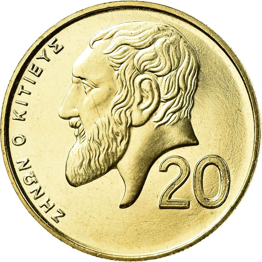 Cyprus | 20 Cents Coin | Zeno of Citium | KM62.2 | 1991 - 2004