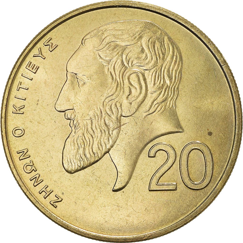 Cyprus | 20 Cents Coin | Zeno of Citium | KM62.2 | 1991 - 2004