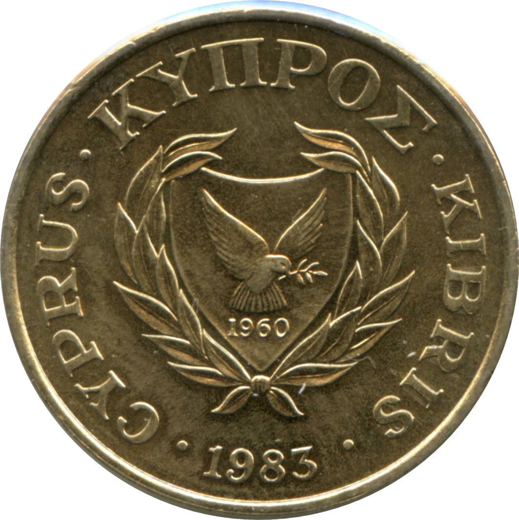 Cyprus 5 Cents Coin | Bull | KM55.1 | 1983