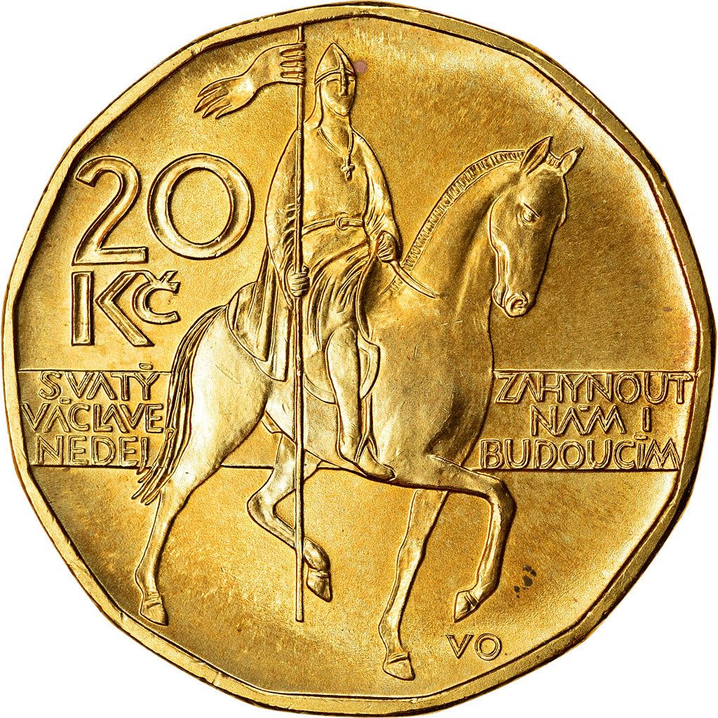 Czech Republic | 20 Korun Coin | Lion | Saint Wenceslas Monument | Wenceslas Square | KM5 | 1993 - 2021