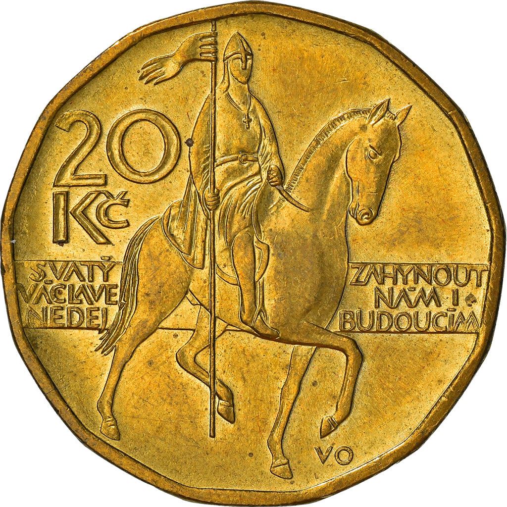 Czech Republic | 20 Korun Coin | Lion | Saint Wenceslas Monument | Wenceslas Square | KM5 | 1993 - 2021