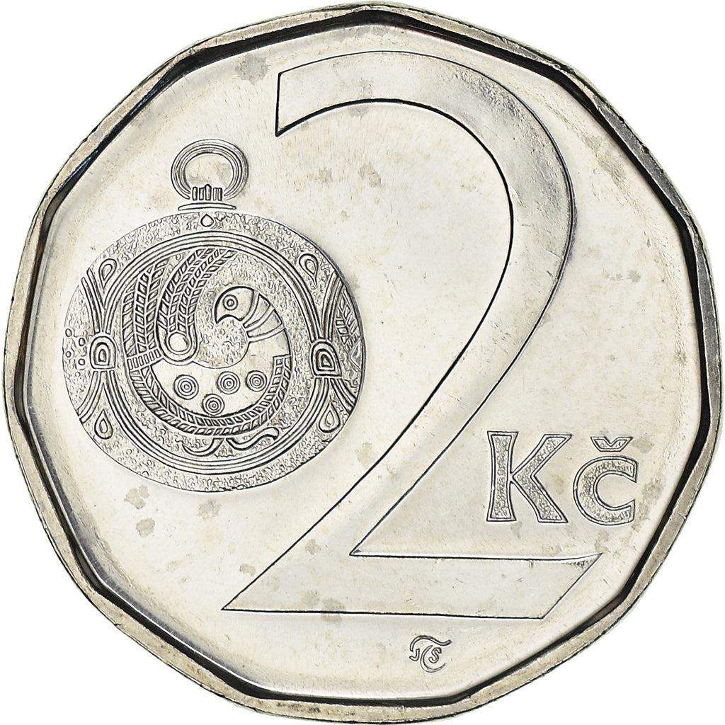 Czech Republic Coin Czech 2 Koruny | Lion | Great Moravian Button Jewel | KM9 | 1993 - 2021