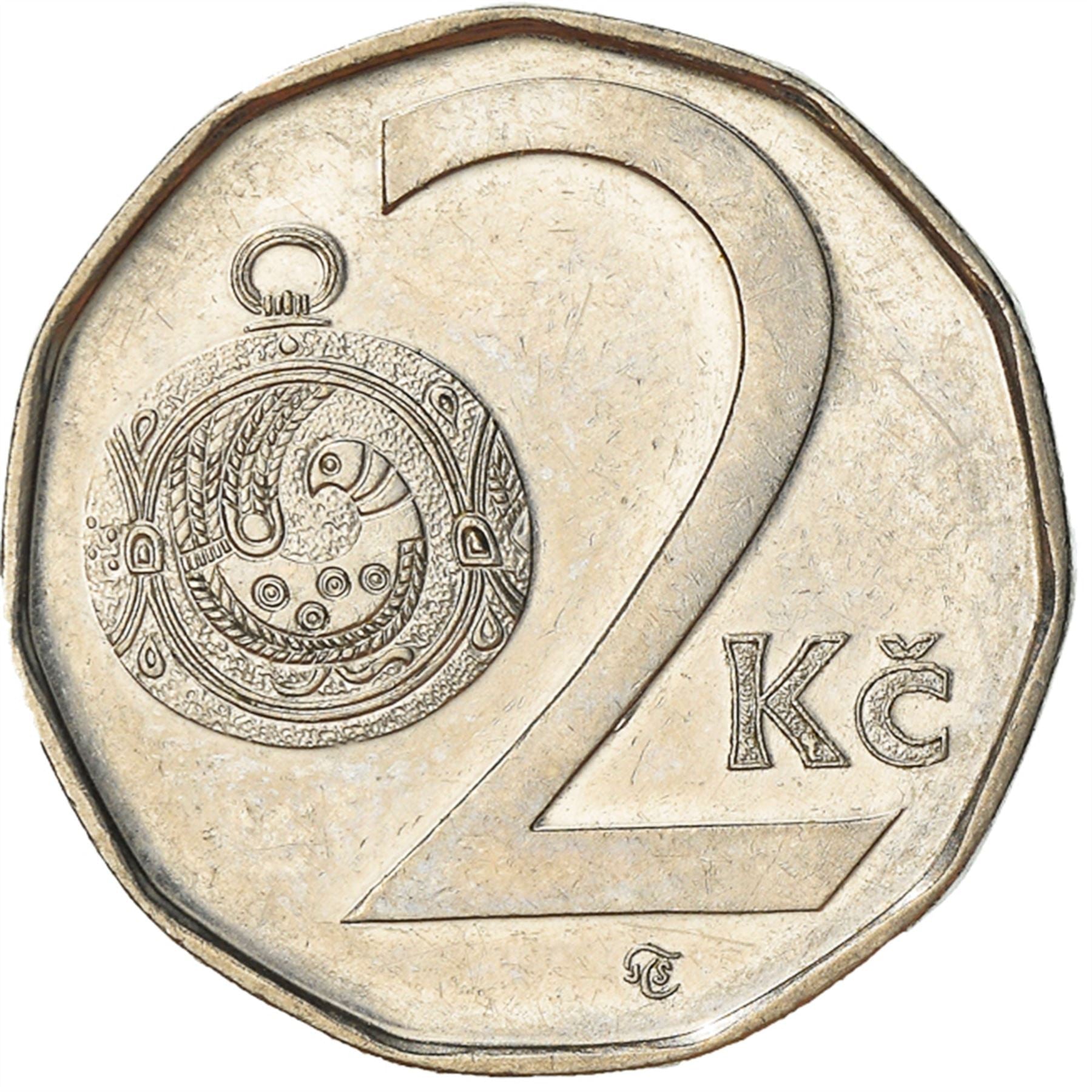 Czech Republic Coin Czech 2 Koruny | Lion | Great Moravian Button Jewel | KM9 | 1993 - 2021