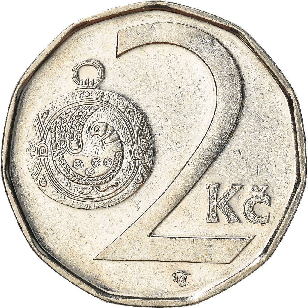 Czech Republic Coin Czech 2 Koruny | Lion | Great Moravian Button Jewel | KM9 | 1993 - 2021