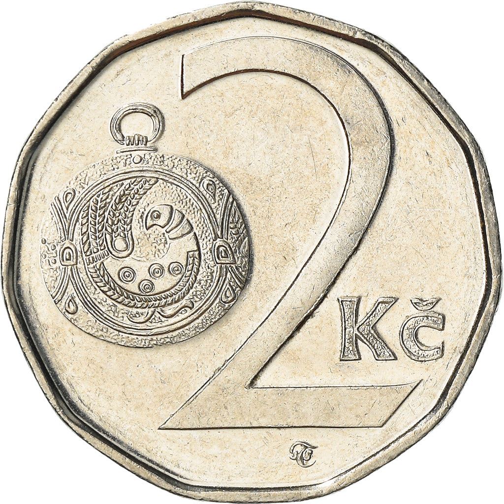 Czech Republic Coin Czech 2 Koruny | Lion | Great Moravian Button Jewel | KM9 | 1993 - 2021