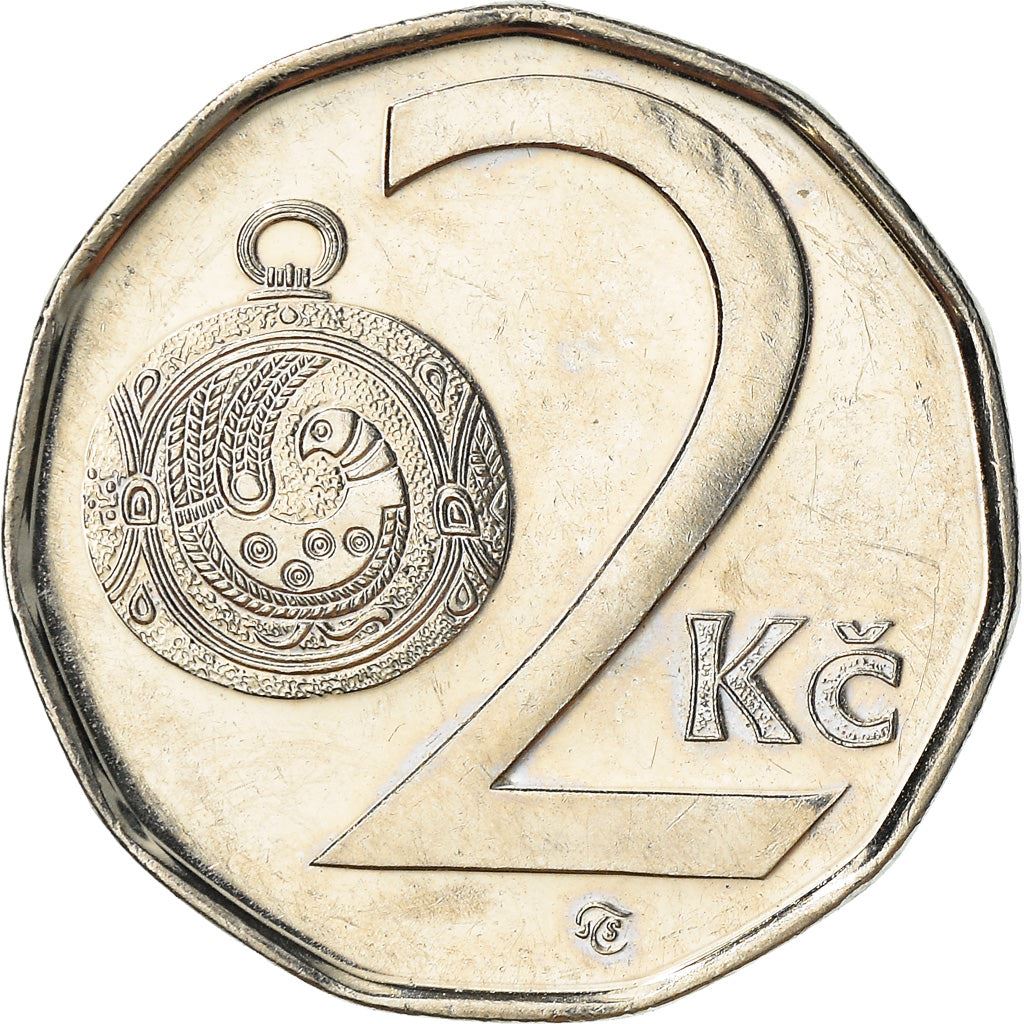 Czech Republic Coin Czech 2 Koruny | Lion | Great Moravian Button Jewel | KM9 | 1993 - 2021