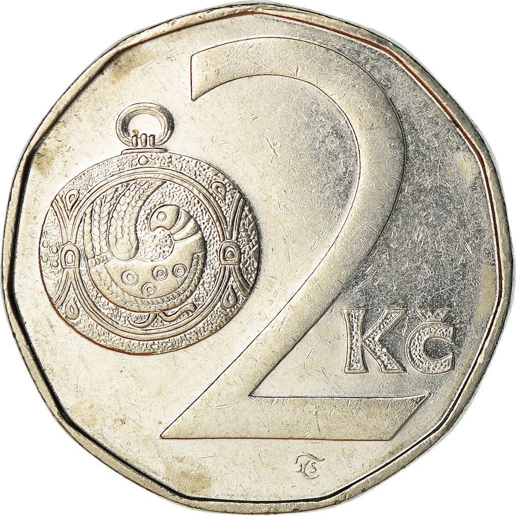 Czech Republic Coin Czech 2 Koruny | Lion | Great Moravian Button Jewel | KM9 | 1993 - 2021