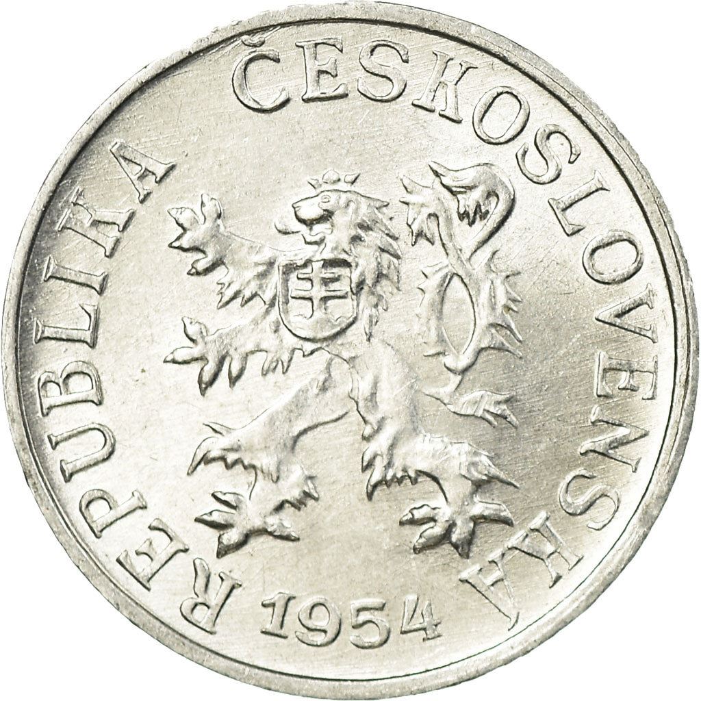 Czechoslovakia 1 Haler Coin | Lion | Linden Wreath | Star | KM35 | 1953 - 1960