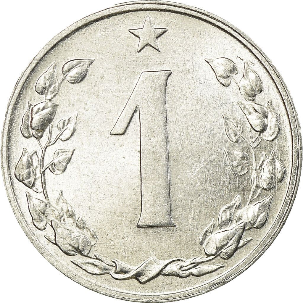 Czechoslovakia 1 Haler Coin | Lion | Linden Wreath | Star | KM35 | 1953 - 1960